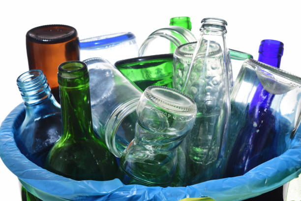 view of recycling glass on white