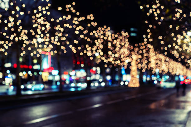 istock Night city scene. Blurred background 1081869242