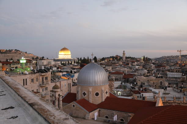 istock Jerusalem old city sunset night aerial view 1081869518
