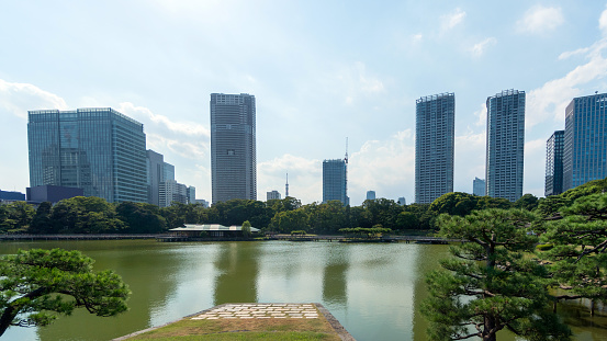 Korea Chosun Kingdom Palace in Seoul is reflected in late summer.