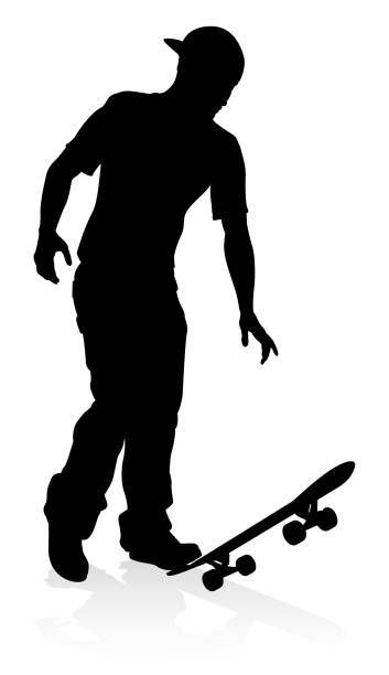 ilustrações de stock, clip art, desenhos animados e ícones de skater skateboarder silhouette - skateboarding skateboard silhouette teenager