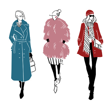Winter look. Fashion illustration, vector