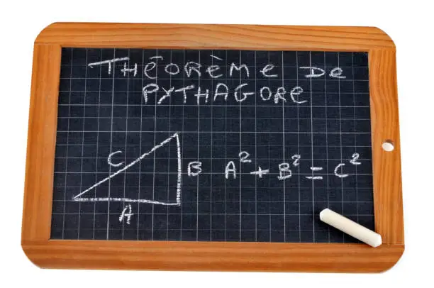 Pythagorean theorem written on a slate