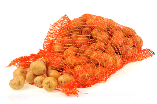 Open potato fillet on a white background