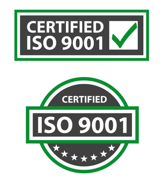 ISO 9001 2015 Certified Quality Management Labels ISO 9001:2015 certified quality management labels badges. 2015 stock illustrations