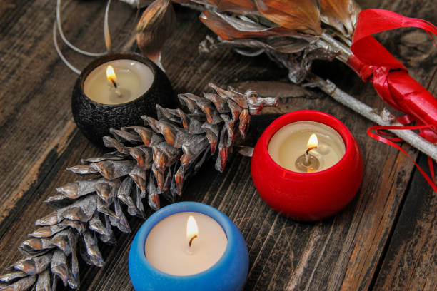 istock Small candles in a candle holder 1081901786