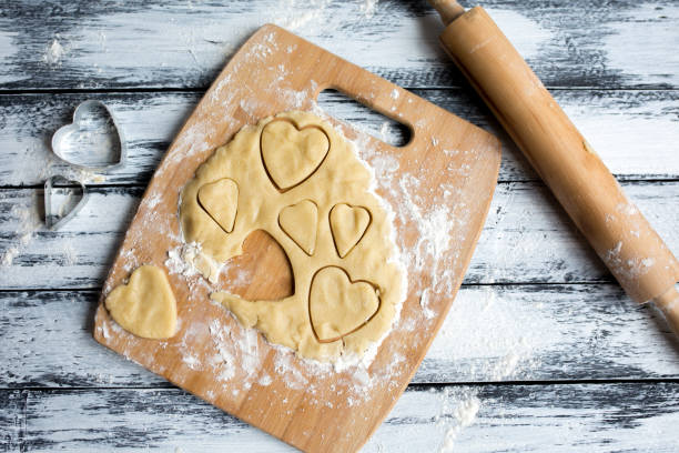 istock Cookies heart on Valentine's Day. Shortbread biscuits are made from dough using a form. 1081910466