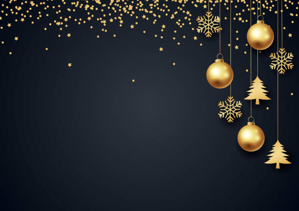 ilustraciones, imágenes clip art, dibujos animados e iconos de stock de vector ilustración de fondo feliz año nuevo 2019 negro con confeti de oro - cardboard