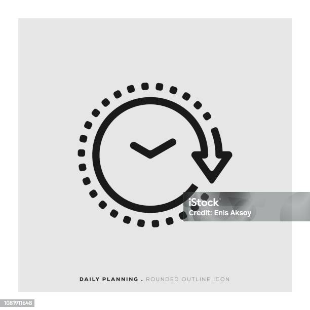 Daily Planning Rounded Line Icon Stock Illustration - Download Image Now - Icon Symbol, Routine, Time