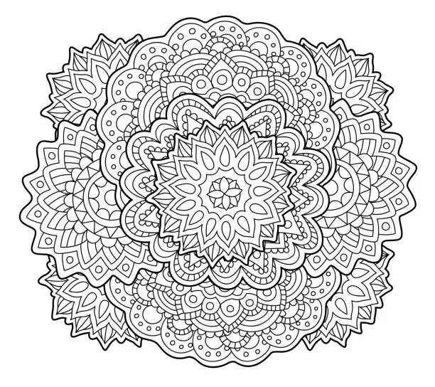 Vector illustration of Adult coloring book page with abstract art