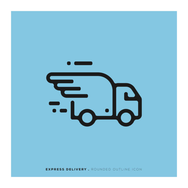 illustrations, cliparts, dessins animés et icônes de livraison express ligne arrondie icône - delivery van truck delivering moving van