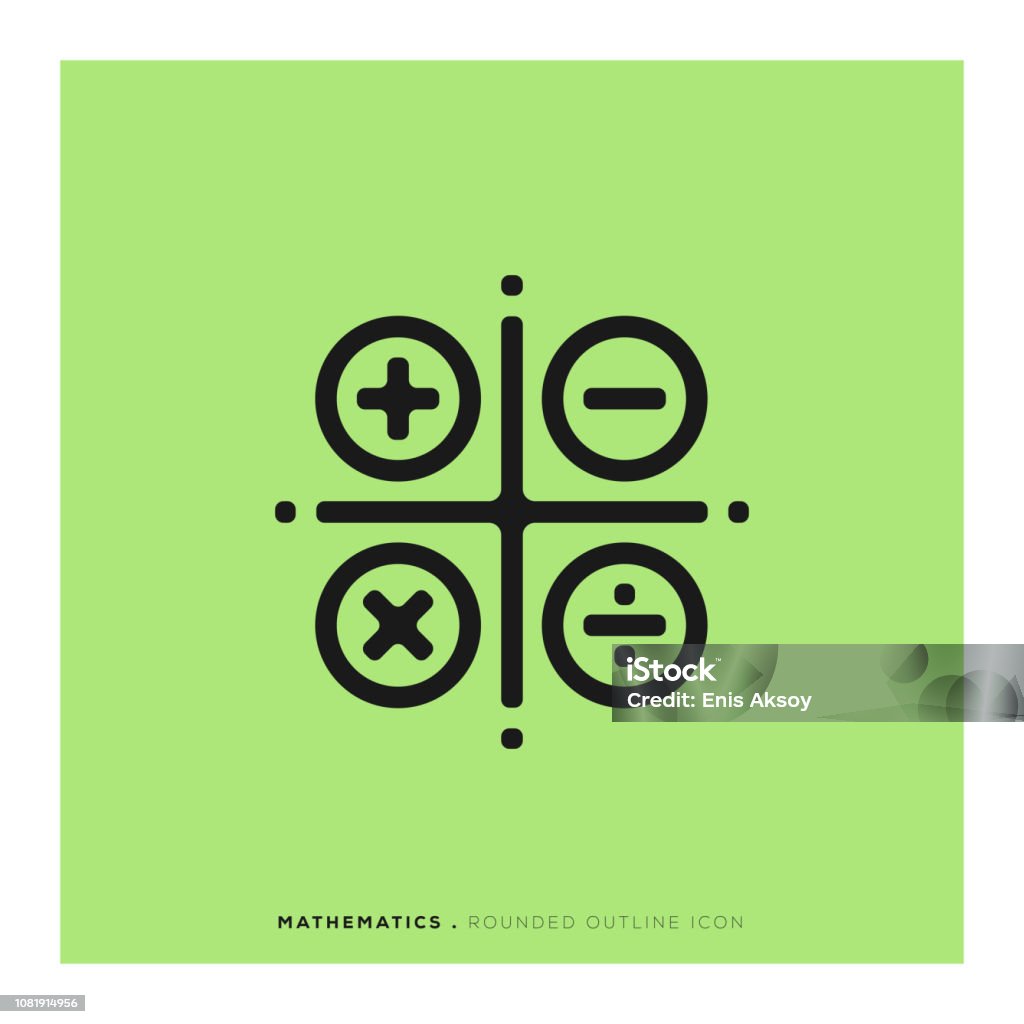 Mathematics Rounded Line Icon Line Icon stock vector