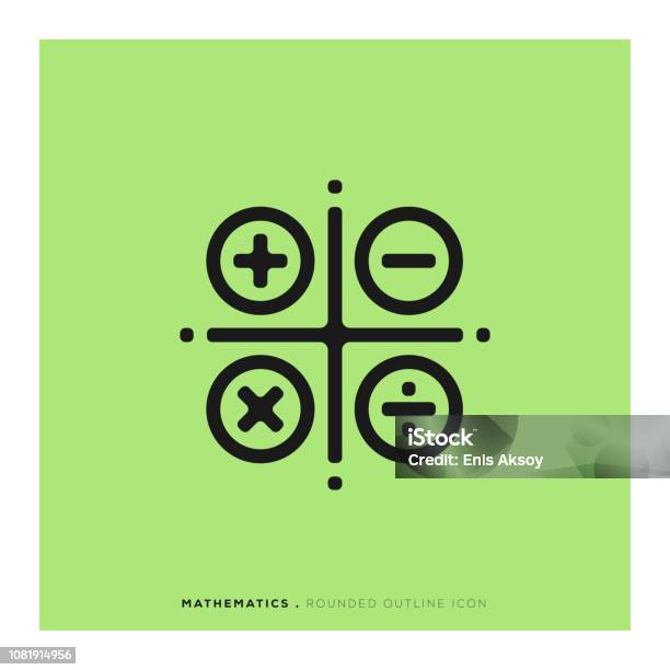 Mathematics Rounded Line Icon Stock Illustration - Download Image Now - Line Icon, Mathematical Formula, Mathematical Symbol