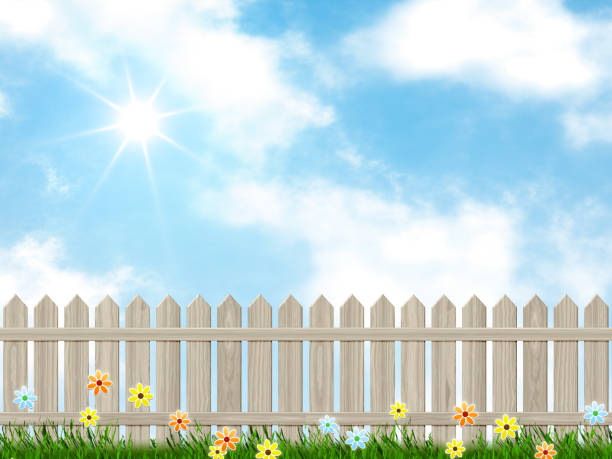 istock blue sky and a fence background 1081914978