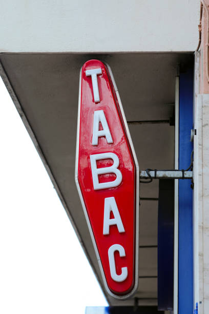 Modern White And Red Tabac Sign On Wall