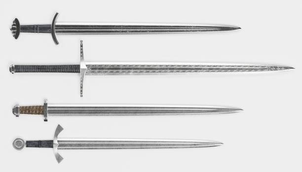 istock Realistic 3d Render of Viking Swords 1081920852