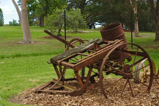 Photo of Old abandoned farm machinery frame