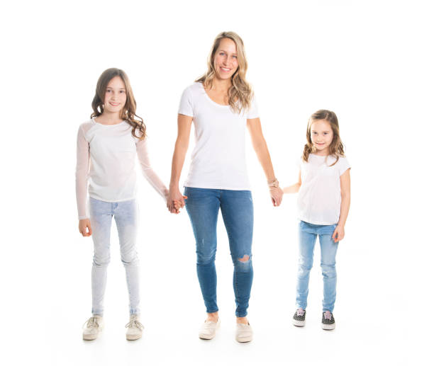 istock A mother and daughter portrait isolated on white studio. 1081927152