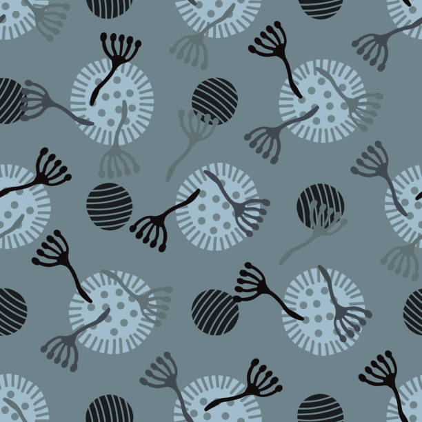 꽃 씨앗 포드 땡 원활한 벡터 패턴 - pod geometric shape pattern seamless stock illustrations