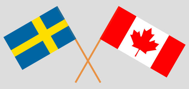 istock Sweden and Canada. The Swedish and Canadian flags. Official colors. Correct proportion. Vector 1081930294