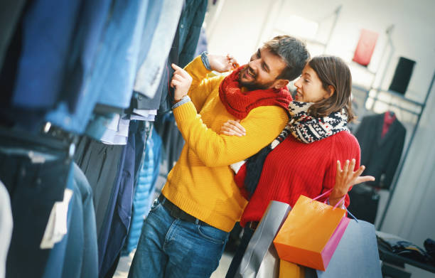 istock Buying clothes for Christmas. 1081932068