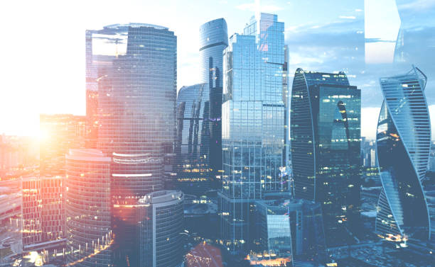 istock Moscow city double exposure 1081935706