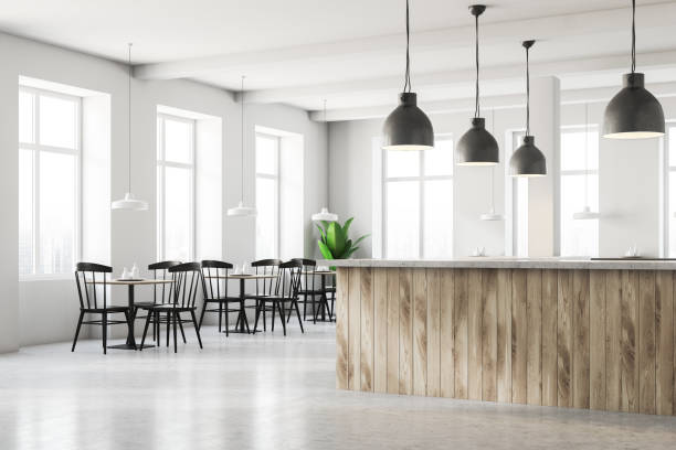 istock White cafe corner with wooden bar 1081936312