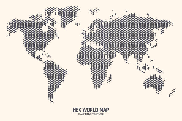 ilustrações de stock, clip art, desenhos animados e ícones de hexagonal world map vector - earth mover illustrations