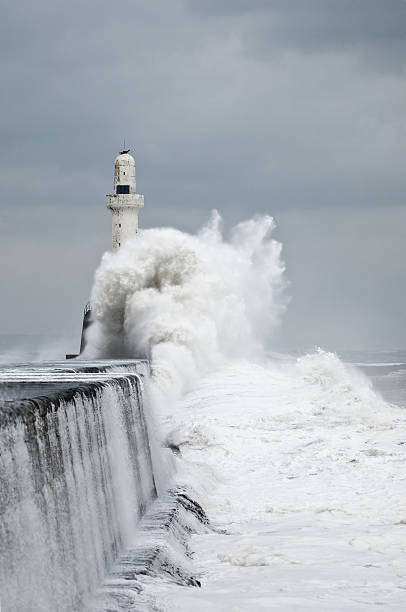istock Stormy Waves Crashing at Aberdeen Harbour Breakwater 108194641