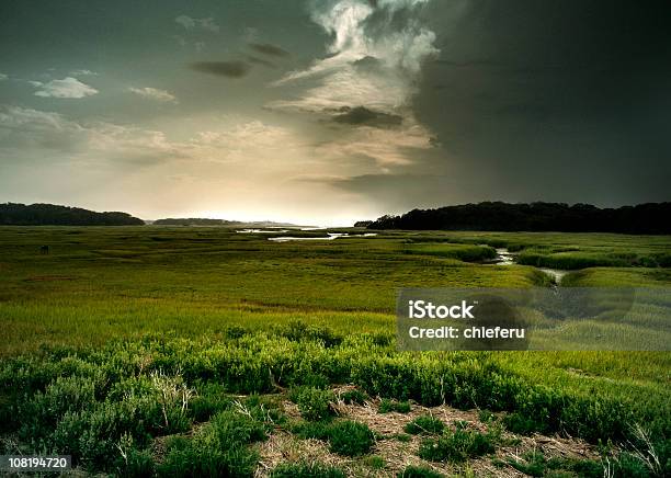 케이프 녹색 Marsh 및 스트림 에서 해질녘까지 강어귀에 대한 스톡 사진 및 기타 이미지 - 강어귀, 0명, 구름 풍경