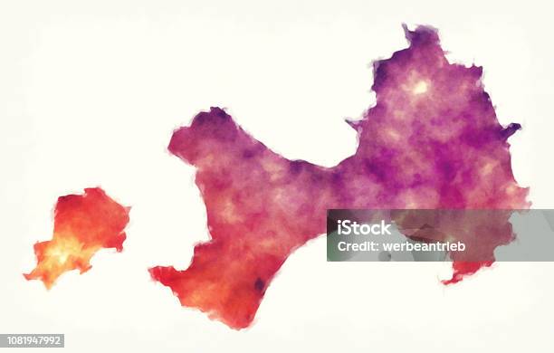 Ilustración de Mapa Acuarela Del Condado De Kinmen De Taiwán Frente A Un Fondo Blanco y más Vectores Libres de Derechos de Kinmen