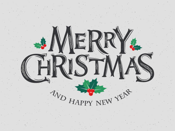 Vector illustration Merry Christmas and Happy New Year Merry Christmas vector text Calligraphic Lettering design card template. Calligraphic handmade lettering. orthographic symbol stock illustrations