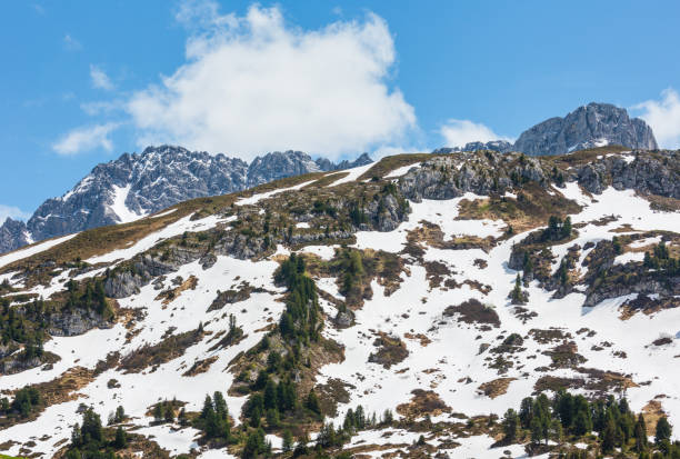 vista alpina (vorarlberg, austria) - kalbelesee foto e immagini stock