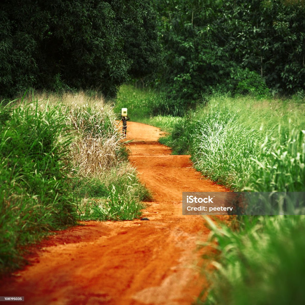 Uomo a piedi attraverso rurale Strada in terra battuta - Foto stock royalty-free di Benin
