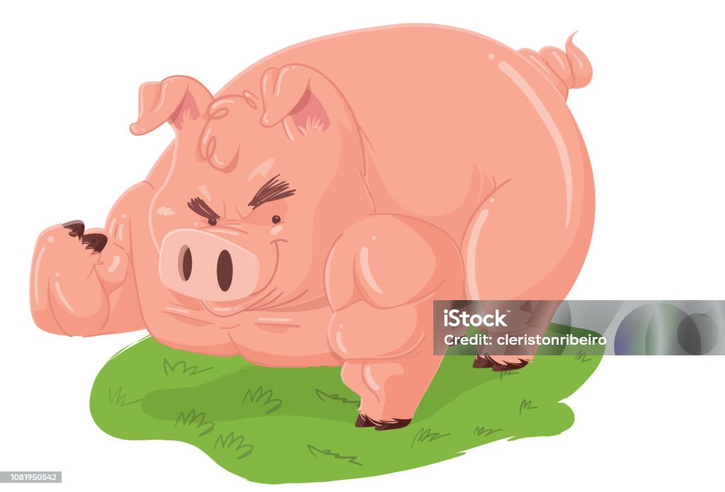 The Strong Pig Illustration of a muscular pig showing the strength of this animal. 20-29 Years stock vector