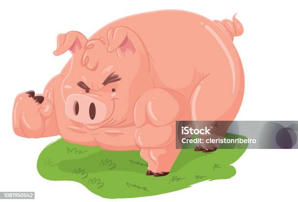 The Strong Pig Stock Illustration - Download Image Now - 20-29 Years, Activity, Adult