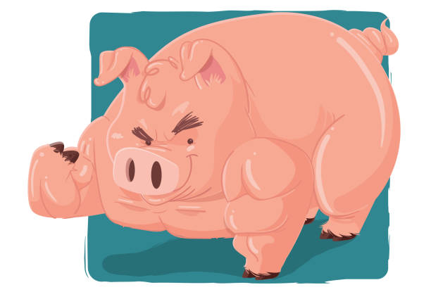 illustrations, cliparts, dessins animés et icônes de le cochon fort - young old studio skin