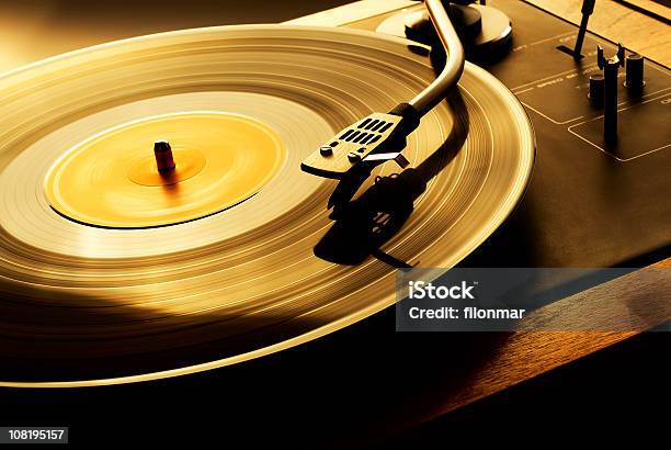 Record Spinning On Turn Table Stock Photo - Download Image Now - Record - Analog Audio, Turntable, Music