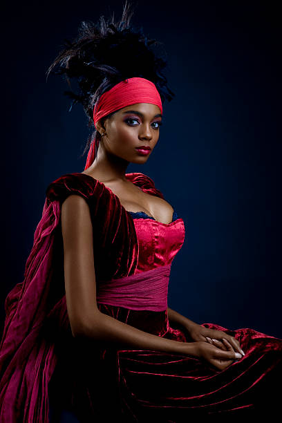 African American Young Woman Posing As Beautiful Queen Stock Photo