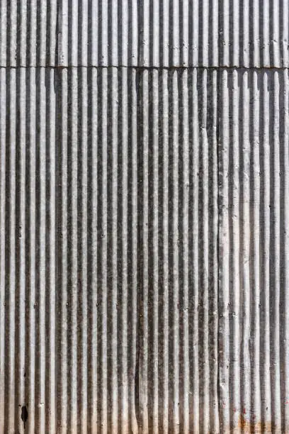 Photo of texture sheet of metal corrugated silver color
