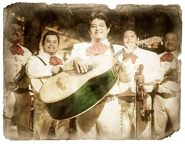 Vintage Postcard of a Mariachi Band (XXL, Clipping Path) stock photo