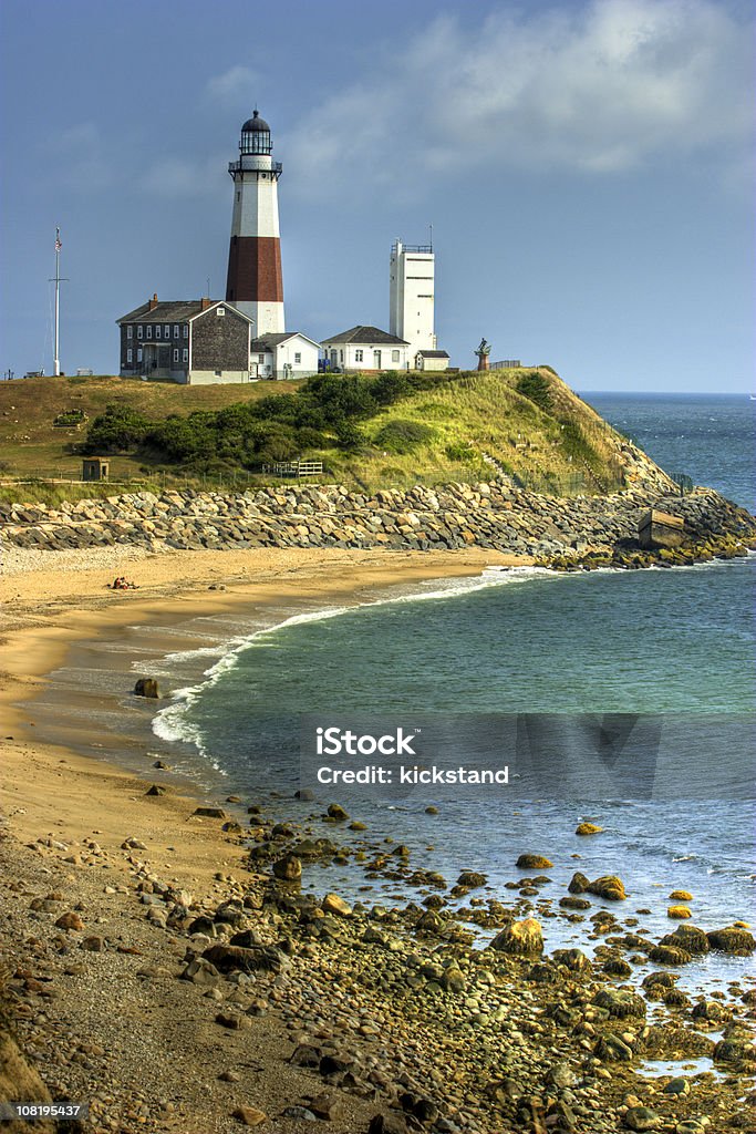 Montauk Lighthouse and Harbour  Lighthouse Stock Photo