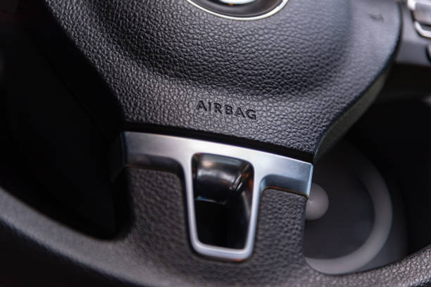 istock Airbag logo on the car steering wheel 1081954538