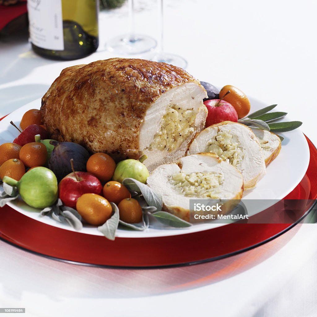 Stuffed Turkey Roll Dinner  Color Image Stock Photo