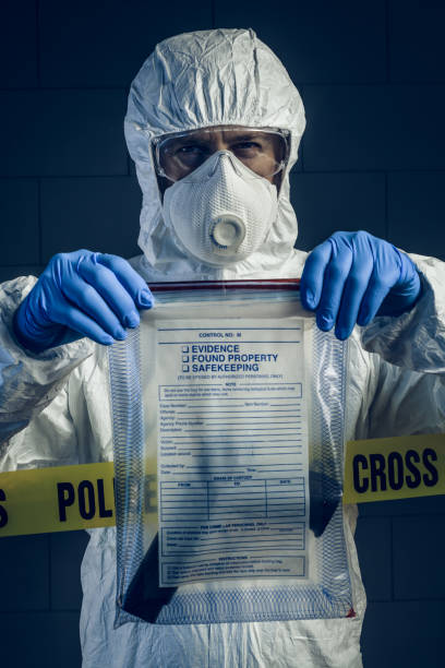 Forensic Science Forensic scientist at work. Crime scene. evidence bag stock pictures, royalty-free photos & images