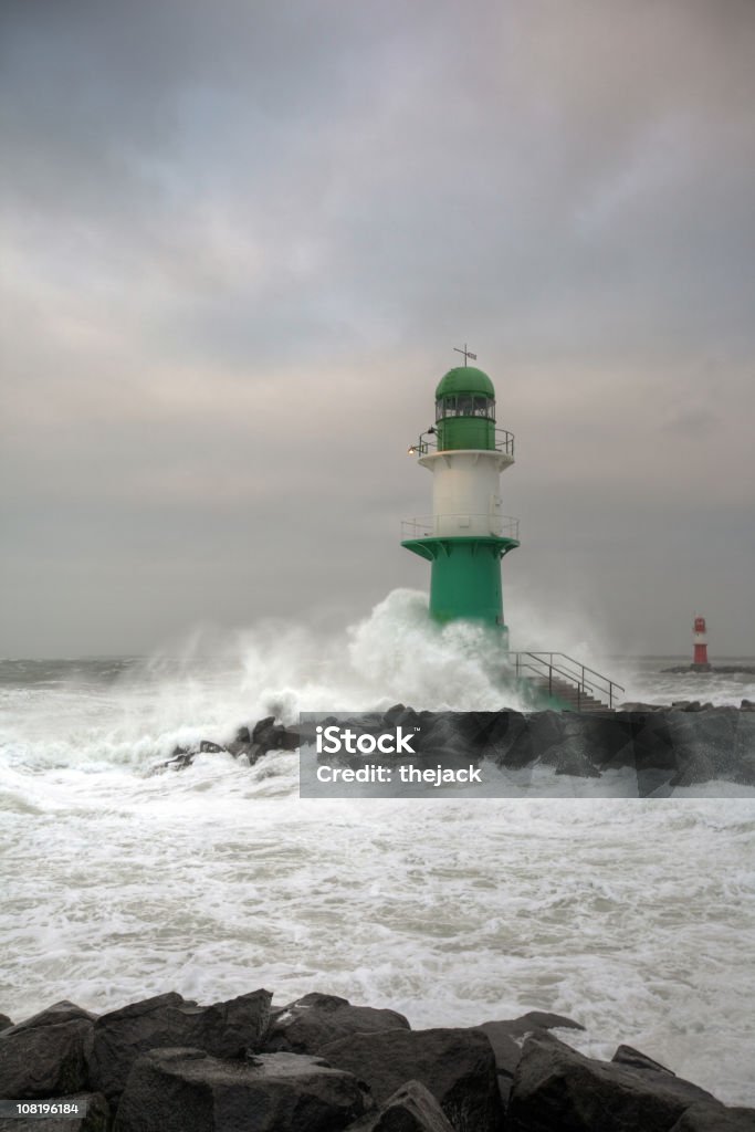 windstorm "Emma"  Lighthouse Stock Photo