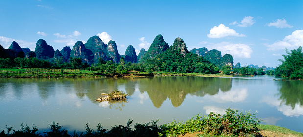 Karst mountains and Li River in the early morning