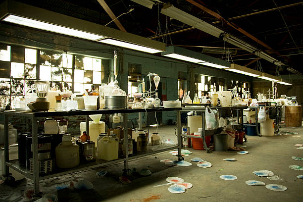 Illegal Meth Lab With Equipment Everywhere  narcotic stock pictures, royalty-free photos & images