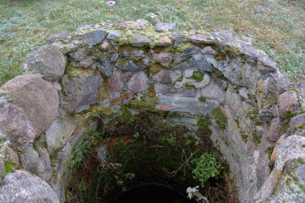 istock Stone manhole in the grass 1081976750