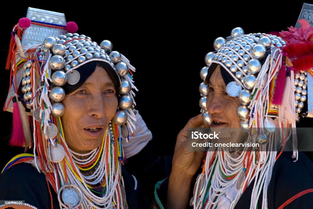 Zwei Akha Frauen - Lizenzfrei Silberfarbig Stock-Foto